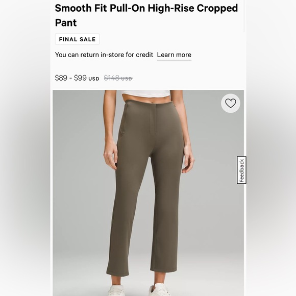 Lululemon Smooth Fit Pull On Pants Size 4 Cropped - Picture 1 of 3